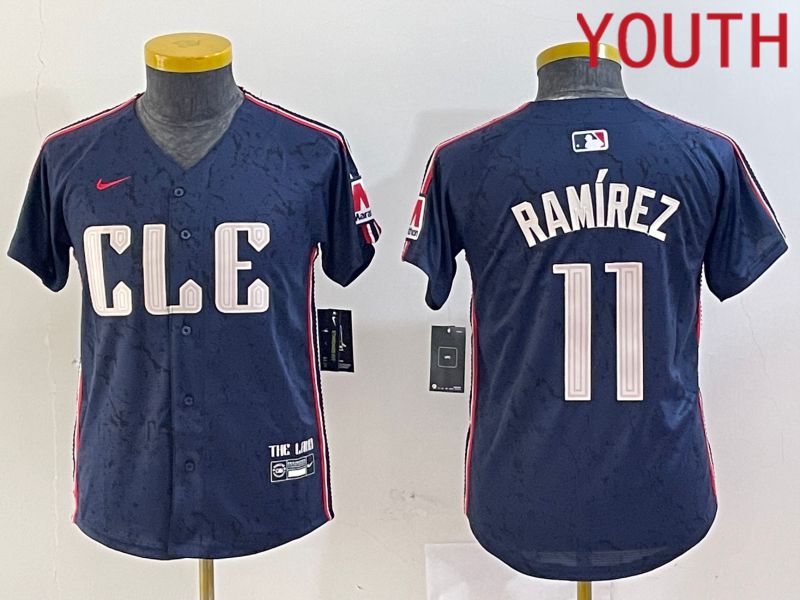 Youth Cleveland Indians #11 Ramirez Blue City Edition Nike 2024 MLB Jersey style 7